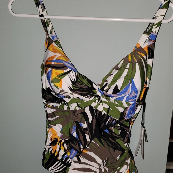 Calvin Klein Twist Front One Piece Swimsuit - Picture 1 of 7